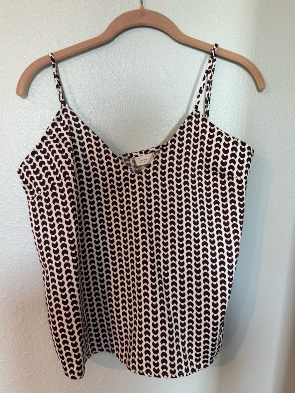 a new day Brown and White Printed Spaghetti-Strap Cami